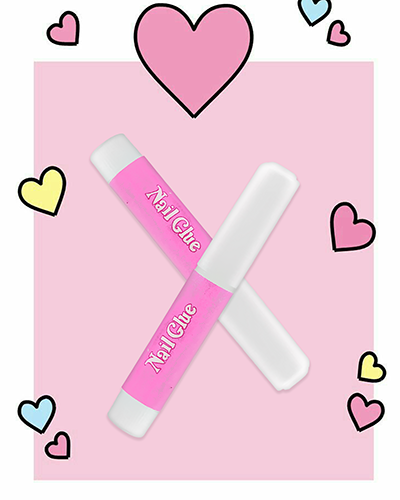 Pink nail glue with strong adhesive for acrylic nails – fast-drying, long-lasting hold, and easy application.