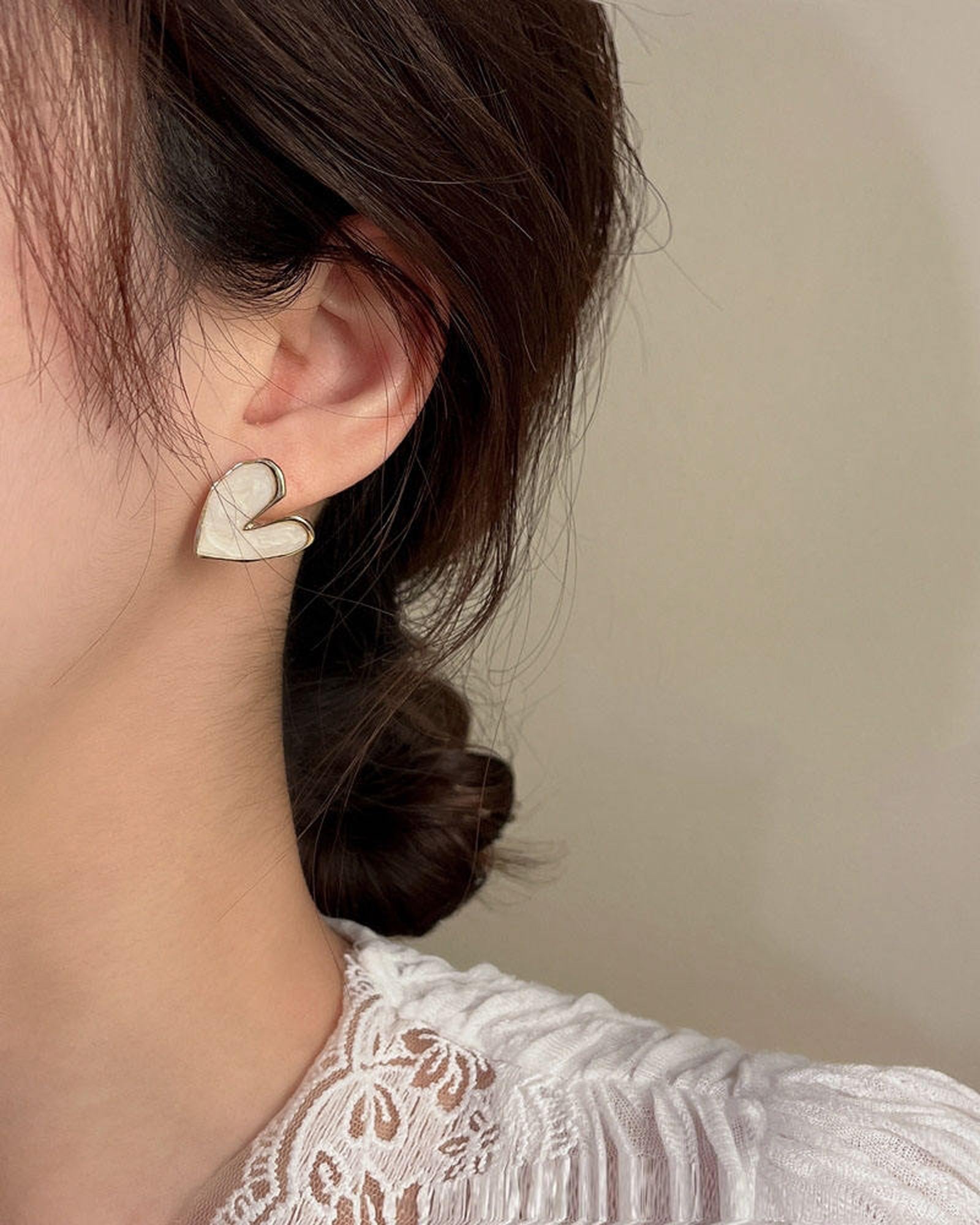 Caramel Heart Drop Earrings
