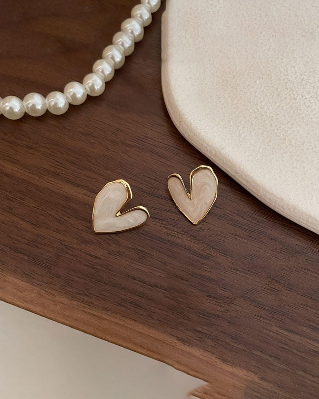 Caramel Heart Drop Earrings