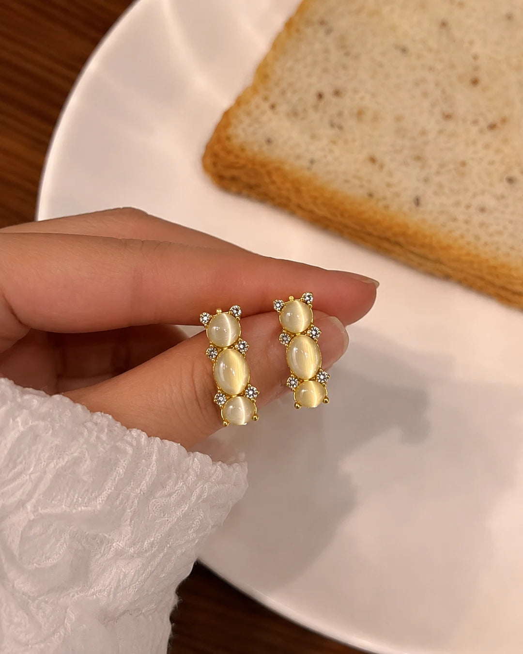Triple Cabochon Earrings