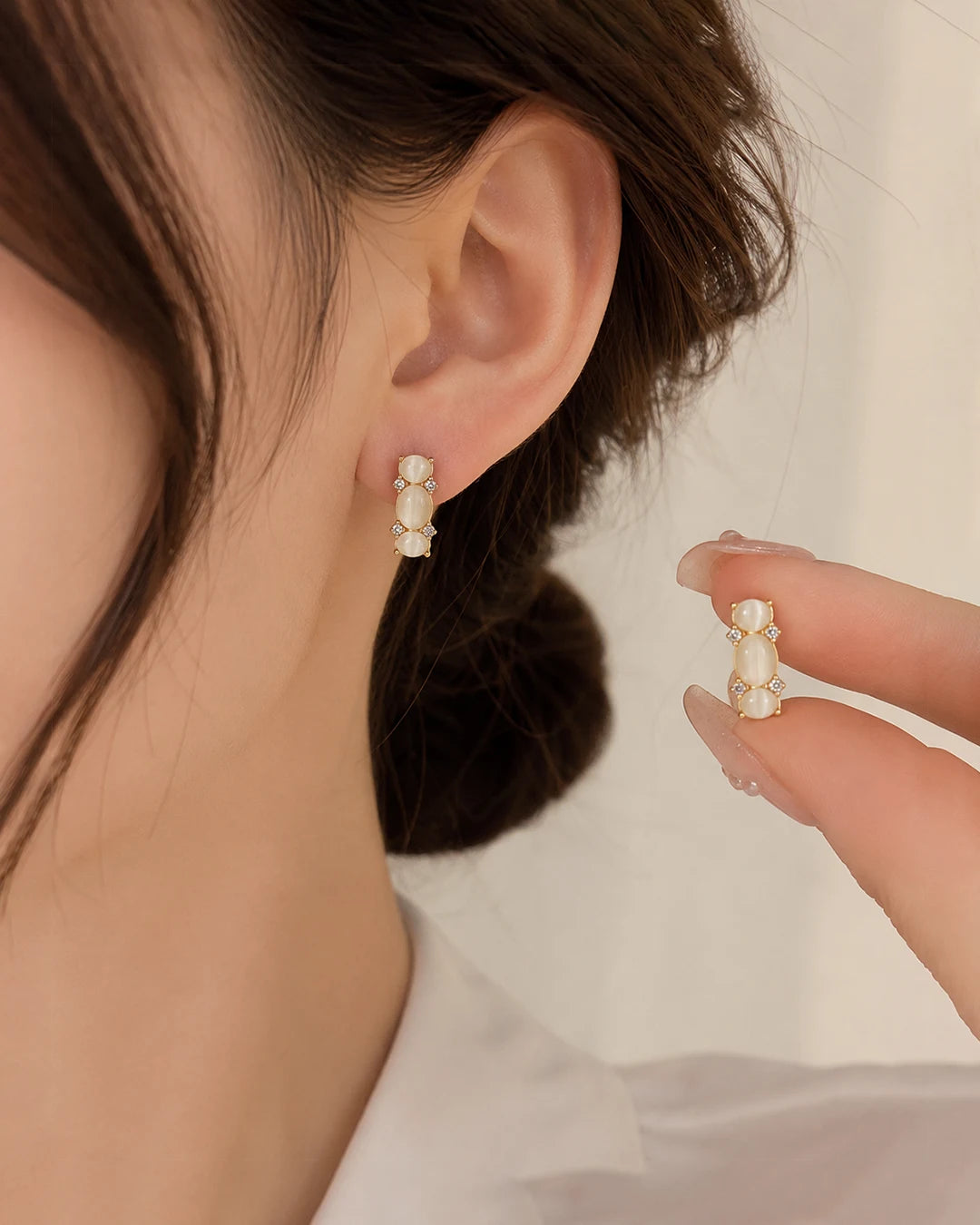 Triple Cabochon Earrings