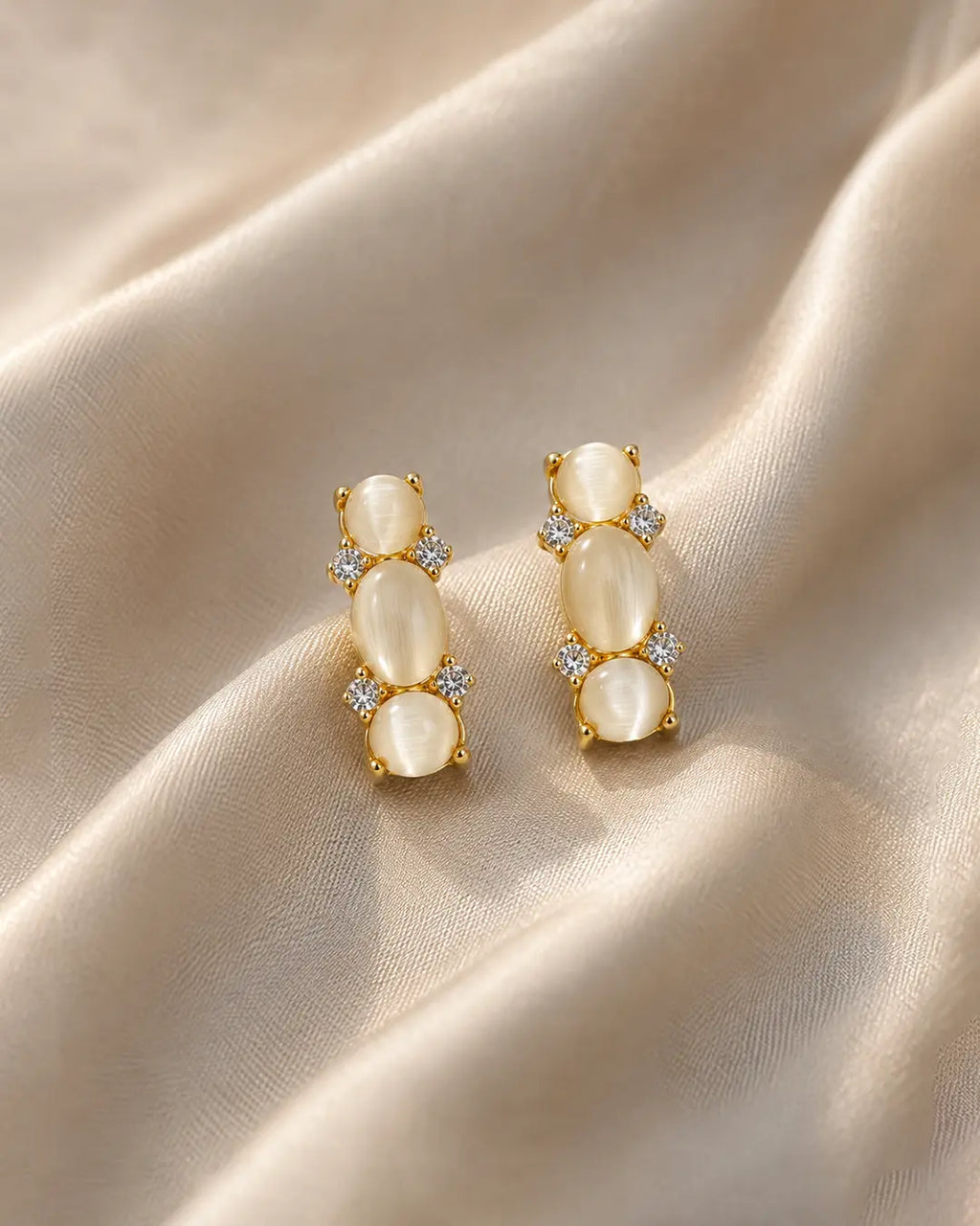 Triple Cabochon Earrings