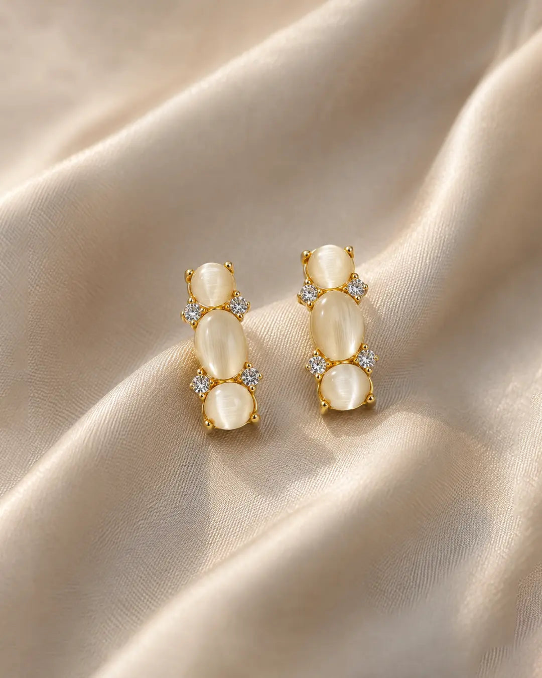 Triple Cabochon Earrings