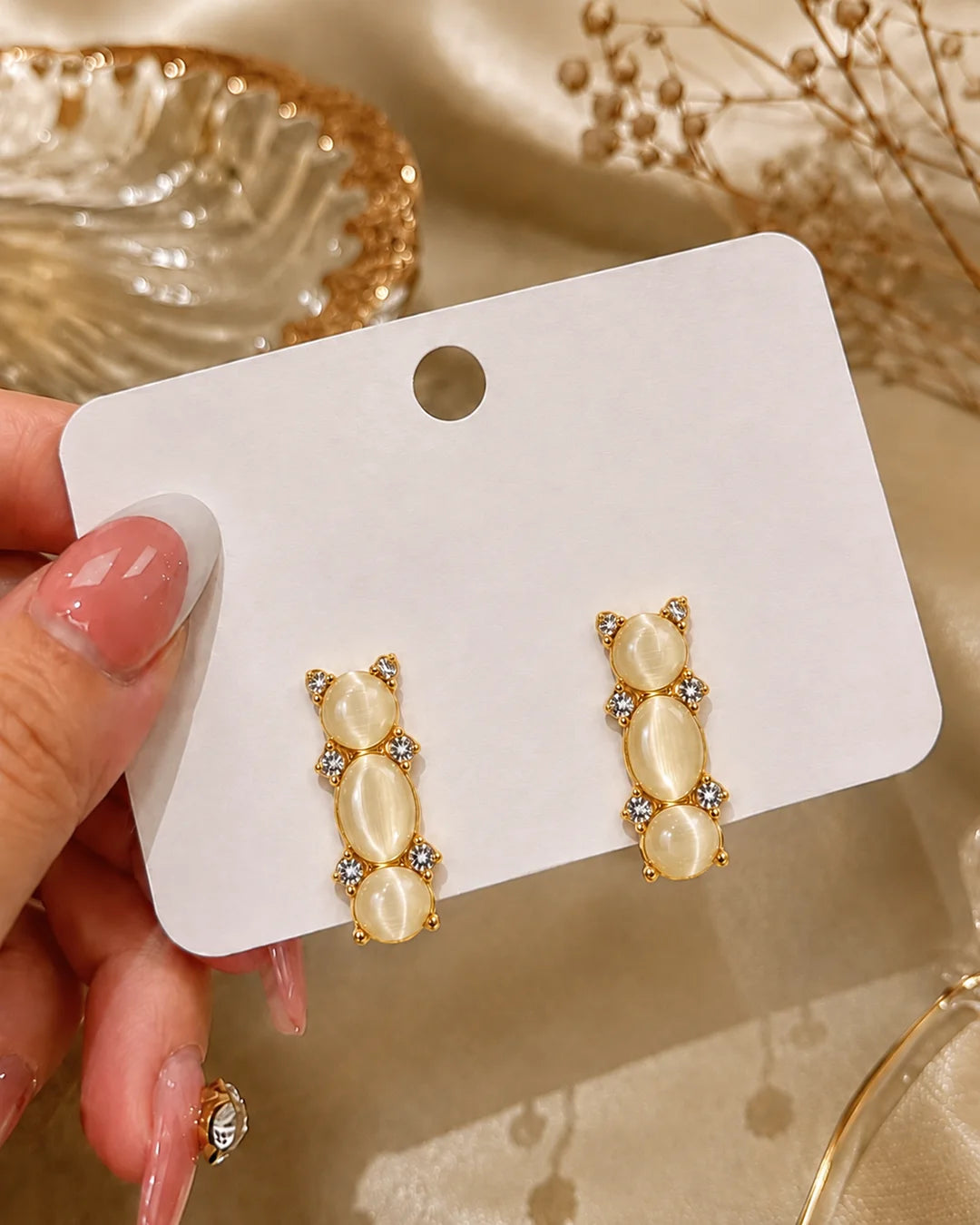 Triple Cabochon Earrings