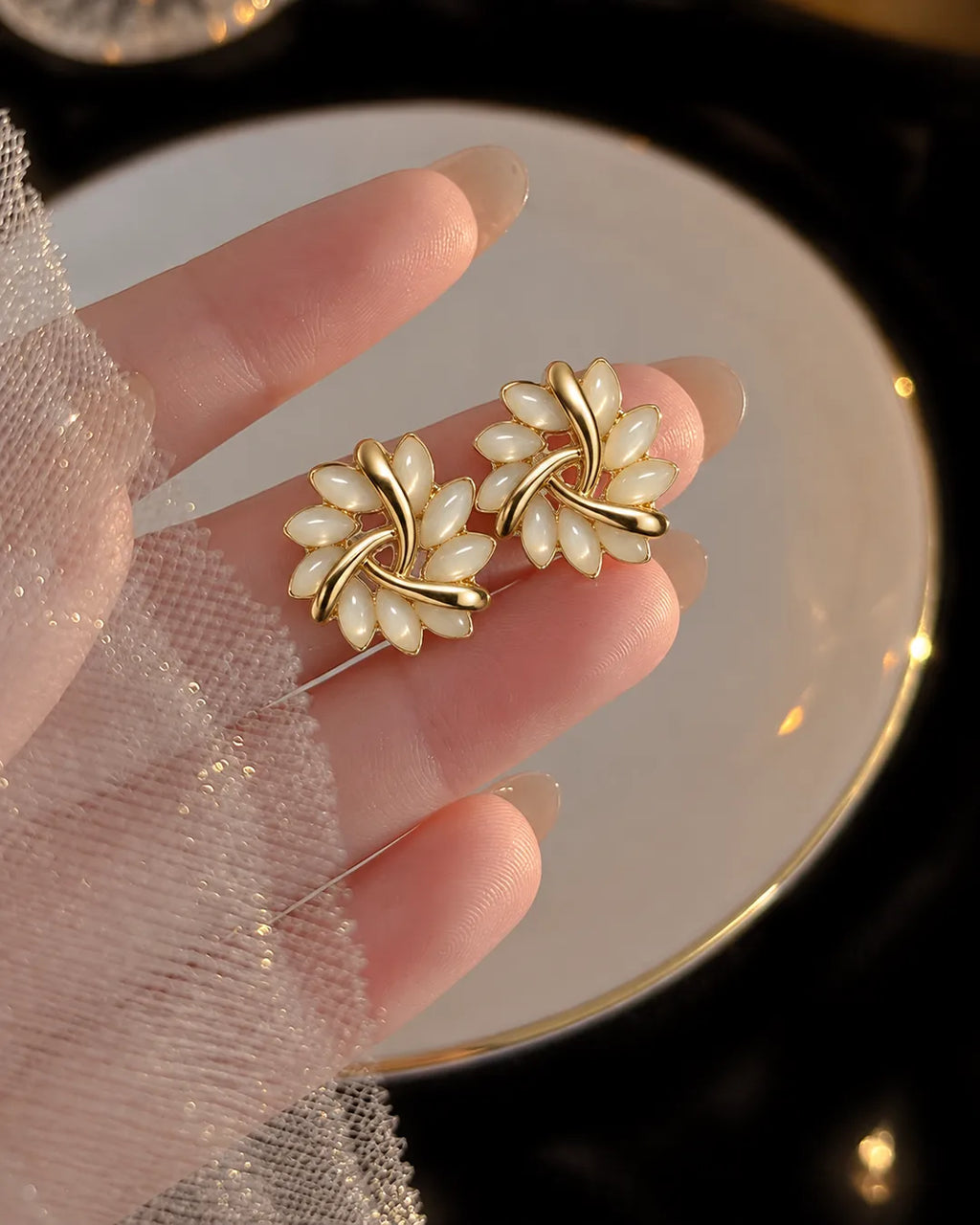 Gold Knot Petal Earrings