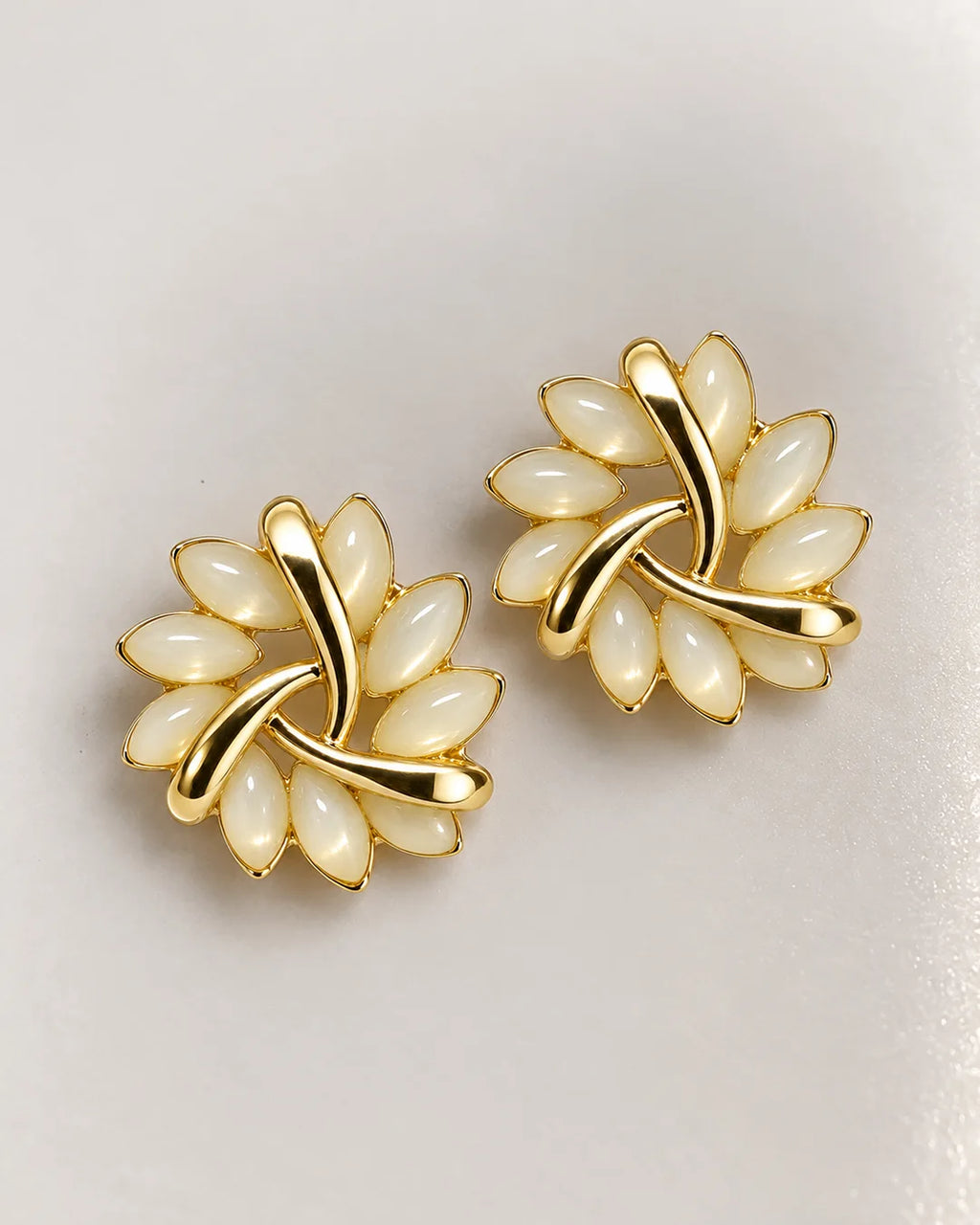 Gold Knot Petal Earrings