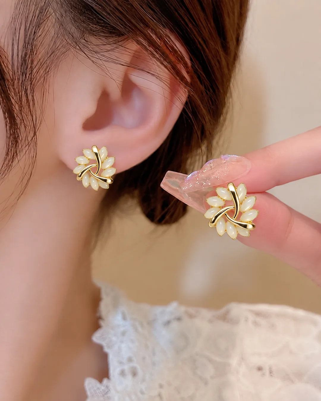 Gold Knot Petal Earrings