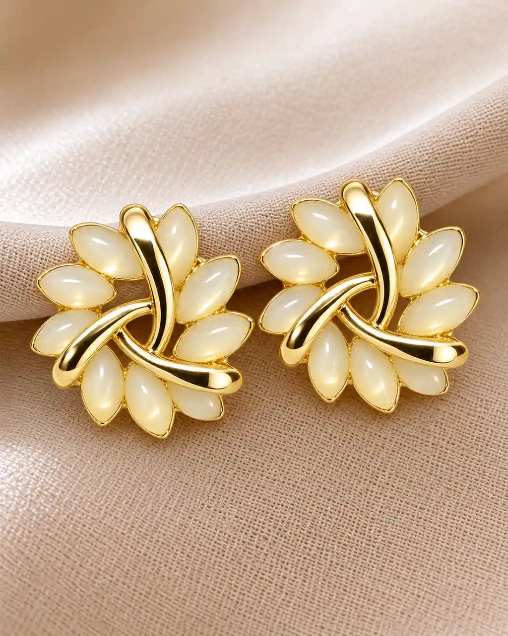 Gold Knot Petal Earrings