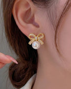 Coquette Pearl Bow Earrings