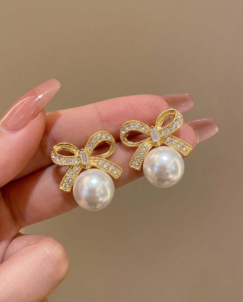 Coquette Pearl Bow Earrings