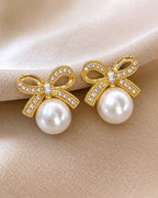 Coquette Pearl Bow Earrings