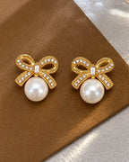 Coquette Pearl Bow Earrings