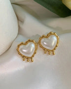 Melted Pearl Heart Earrings