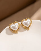 Melted Pearl Heart Earrings