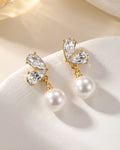 Crystal Wing Pearl Drop Earrings