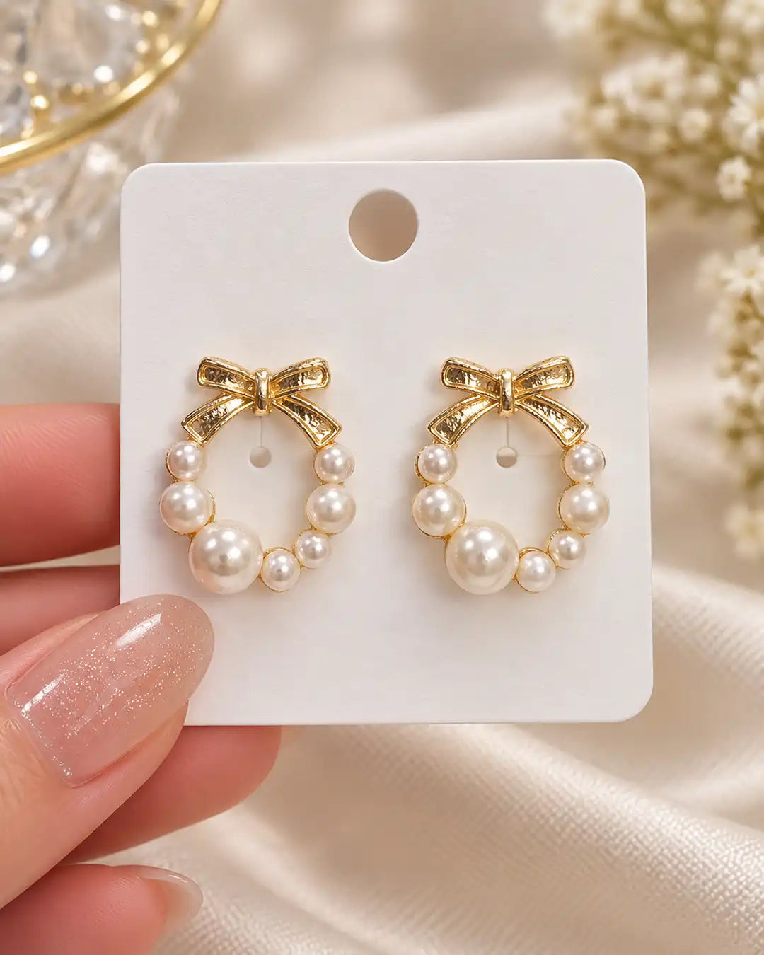 Pearl Bow Earrings