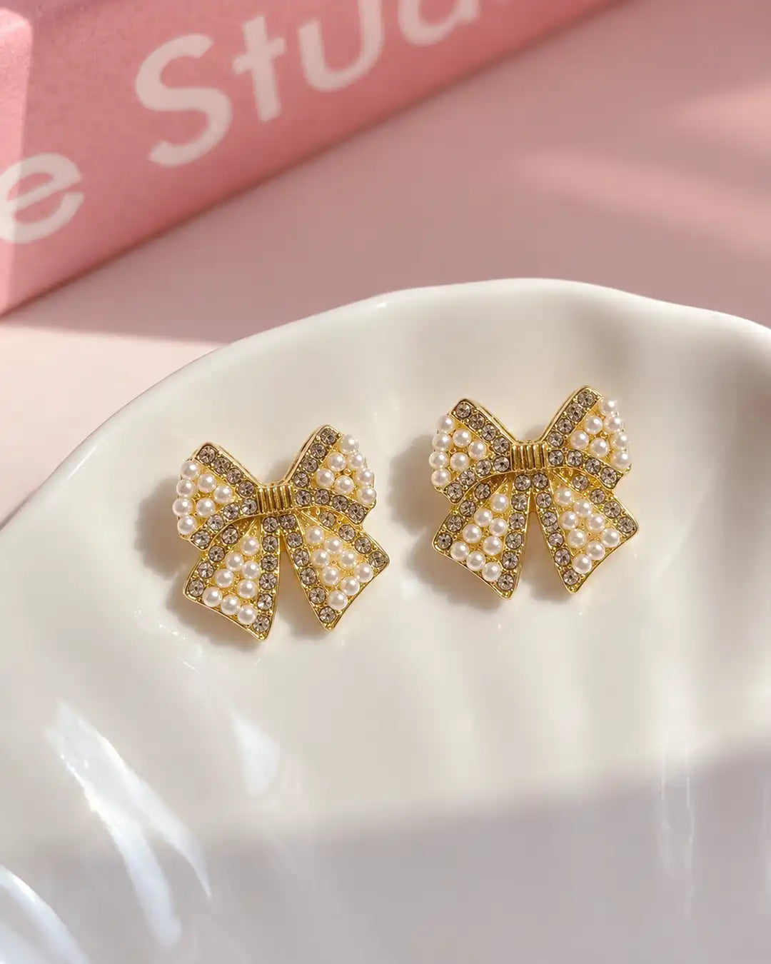 Coquette Pearl Bow Earrings