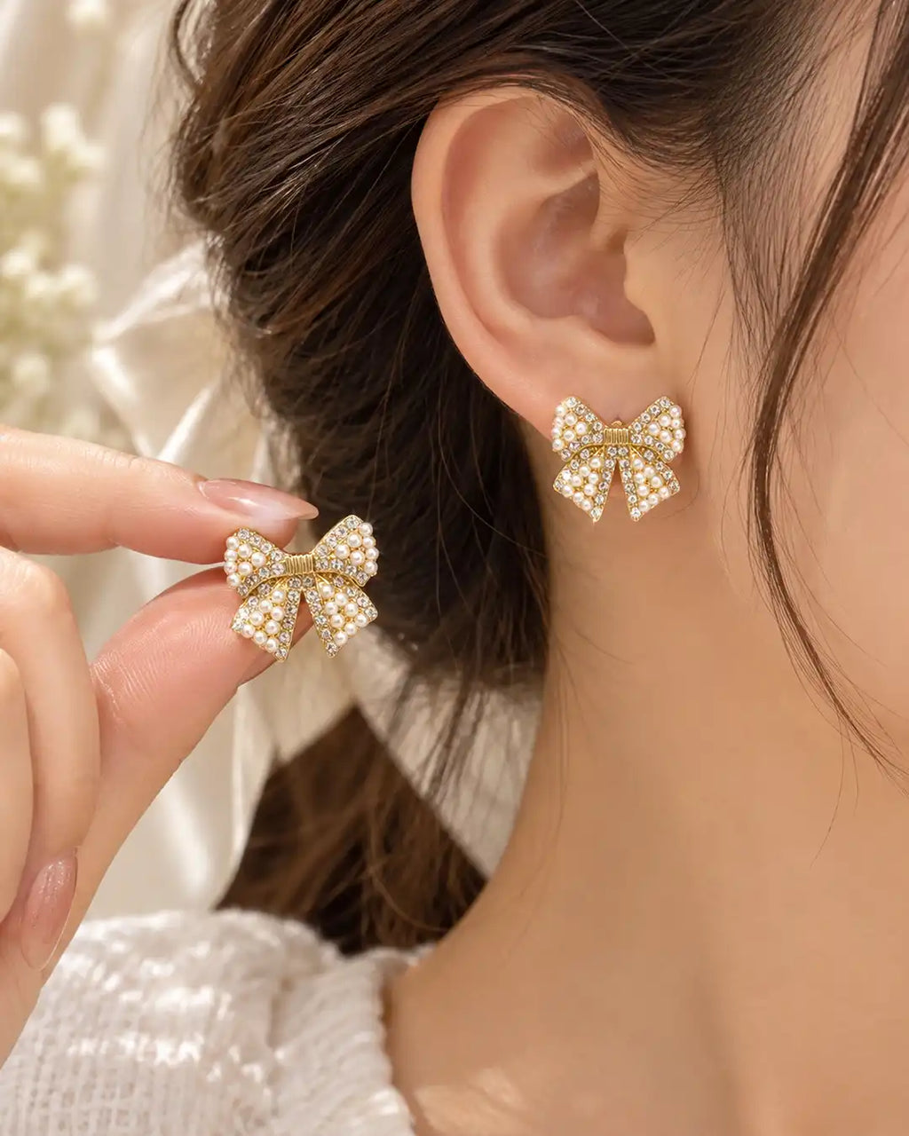 Coquette Pearl Bow Earrings