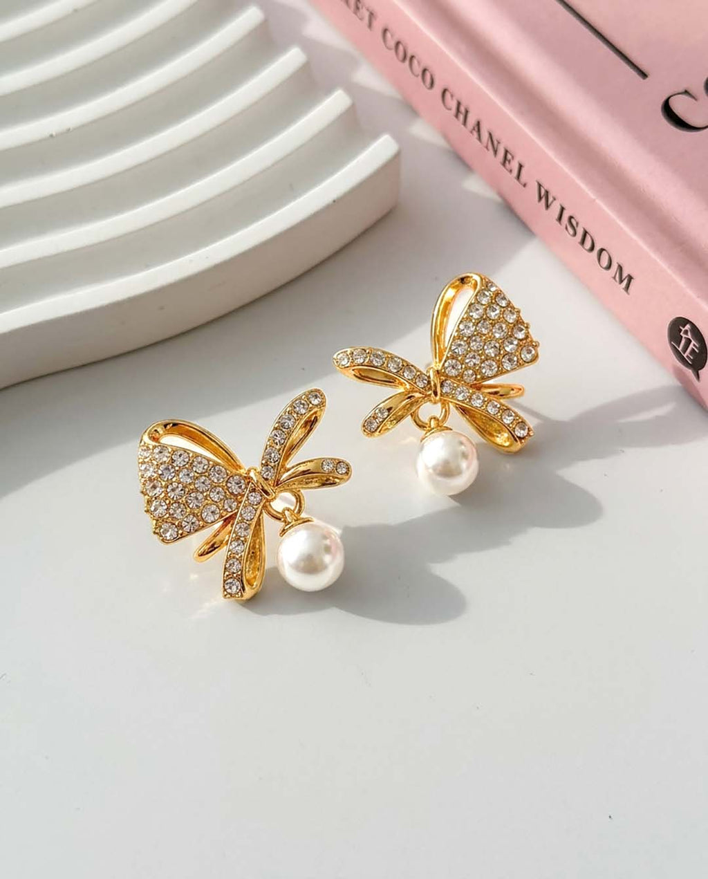 Celeste Bow Pearl Earrings