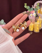 Celeste Bow Pearl Earrings