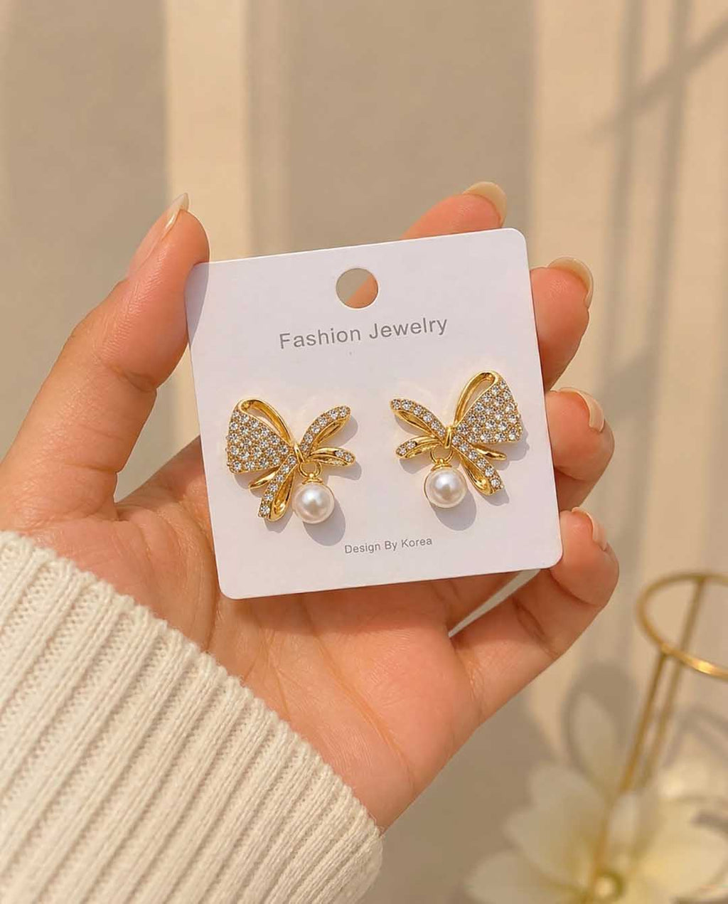 Celeste Bow Pearl Earrings