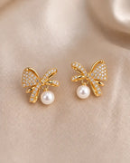 Celeste Bow Pearl Earrings