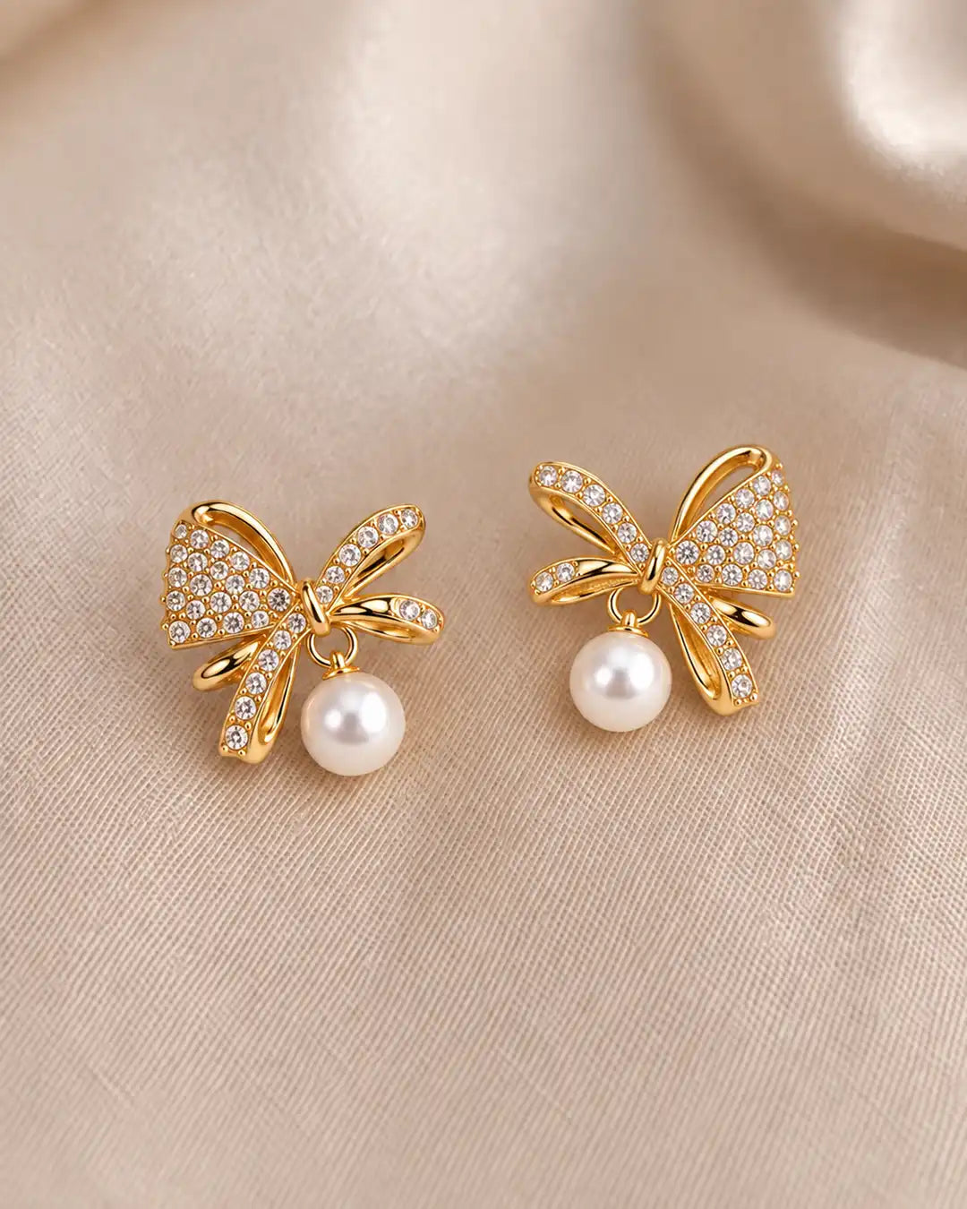 Celeste Bow Pearl Earrings