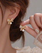 Celeste Bow Pearl Earrings