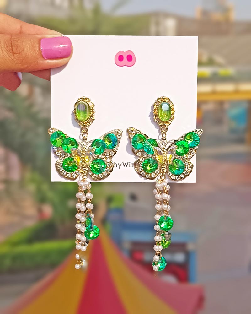 Emerald Wings of Eden Dreamy Princess Earrings