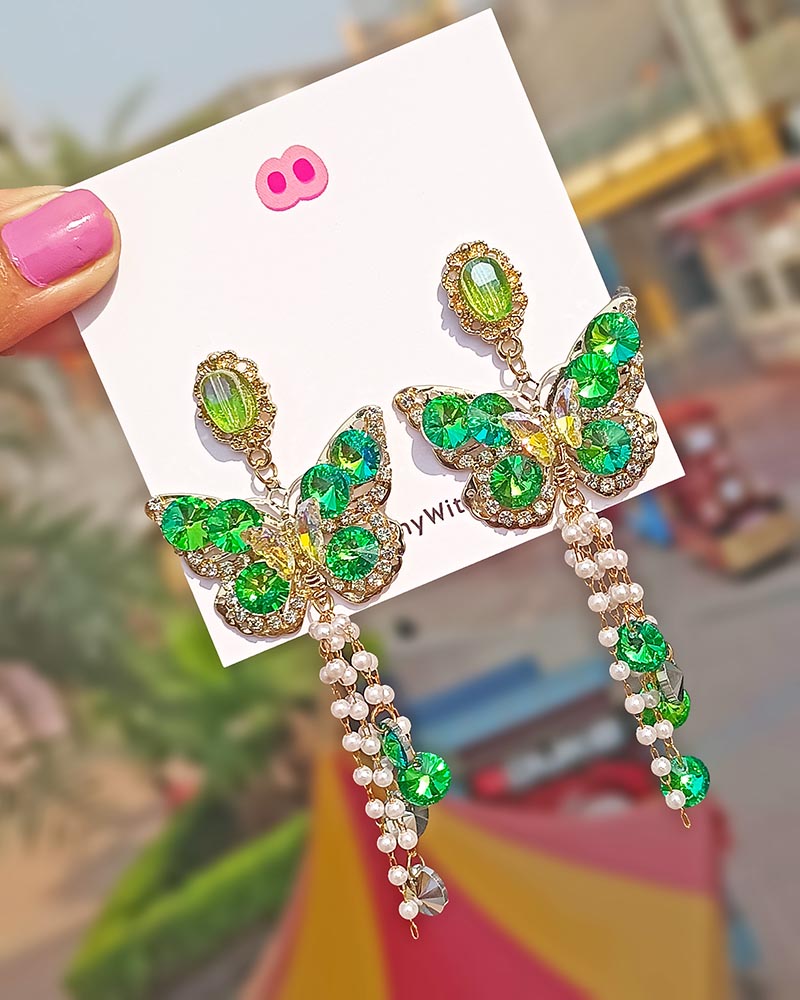 Emerald Wings of Eden Dreamy Princess Earrings