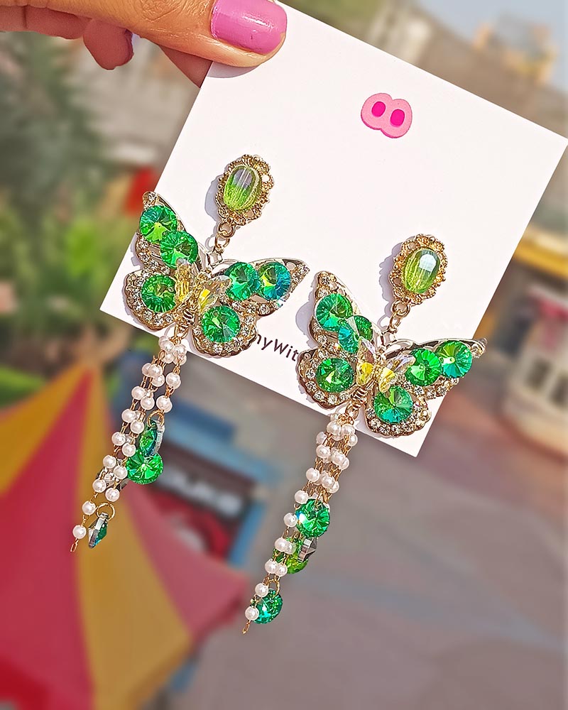 Emerald Wings of Eden Dreamy Princess Earrings