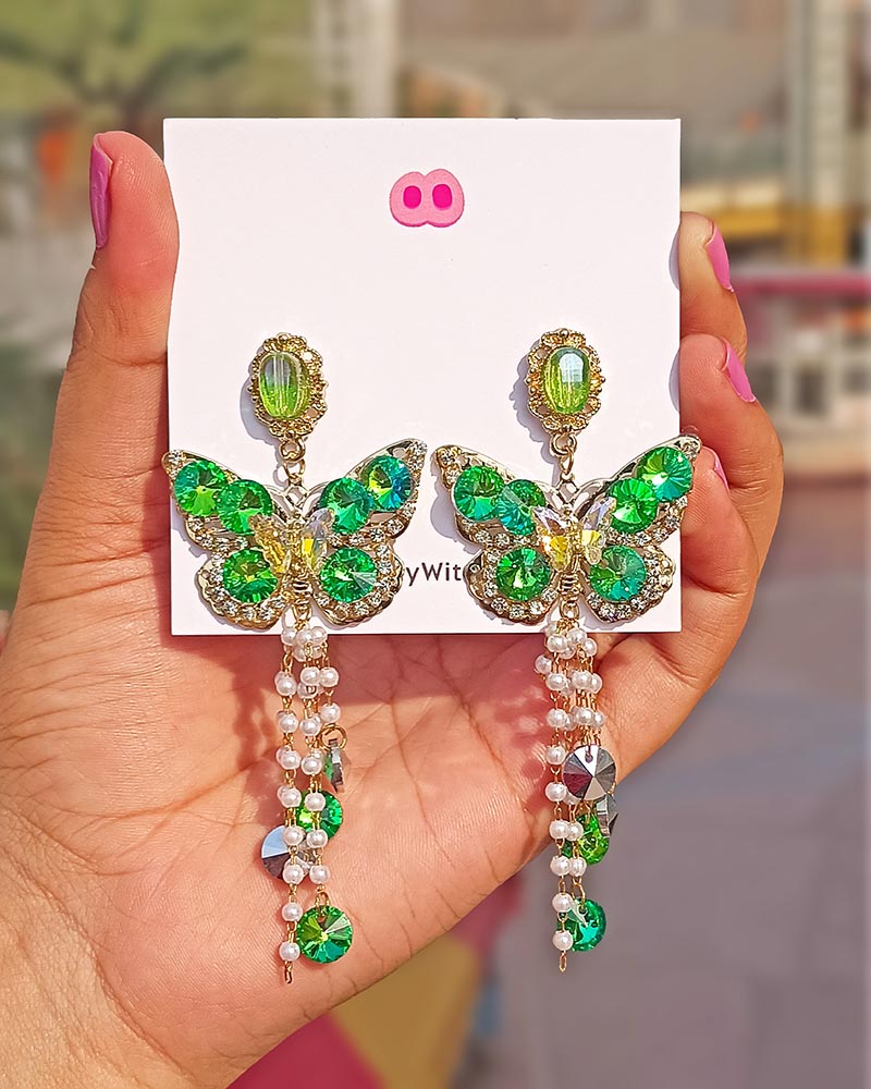 Emerald Wings of Eden Dreamy Princess Earrings