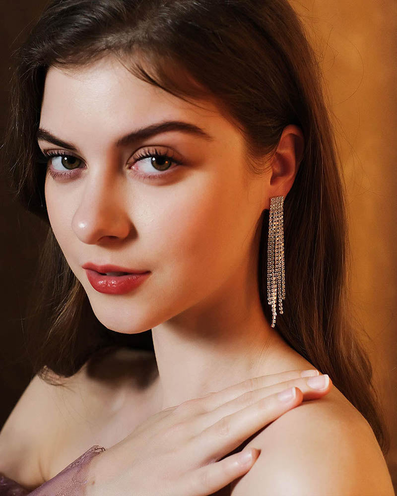 Falling Crystal Dangle Earrings