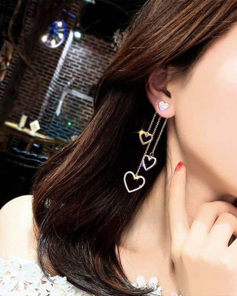 Floating Heart Drop Earrings