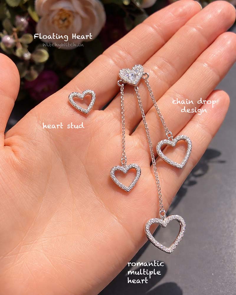 Floating Heart Drop Earrings