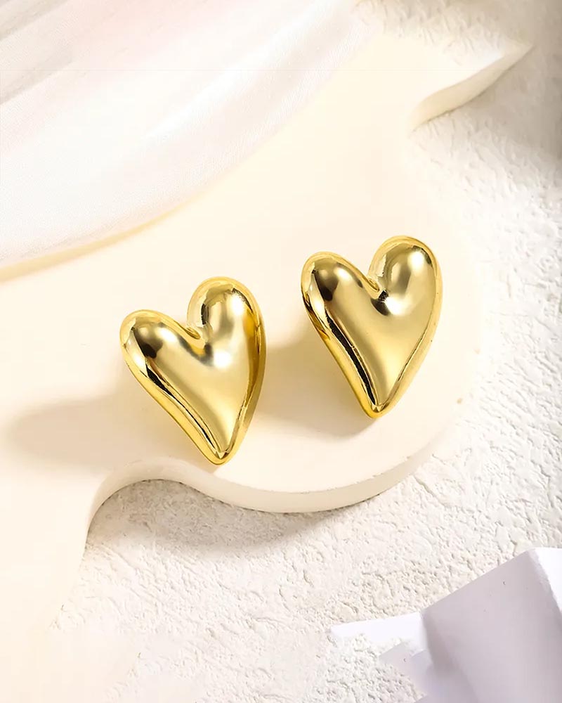 Golden Bliss Heart Studs Earrings
