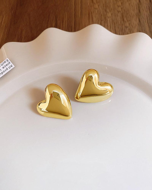 Golden Bliss Heart Stud Earrings