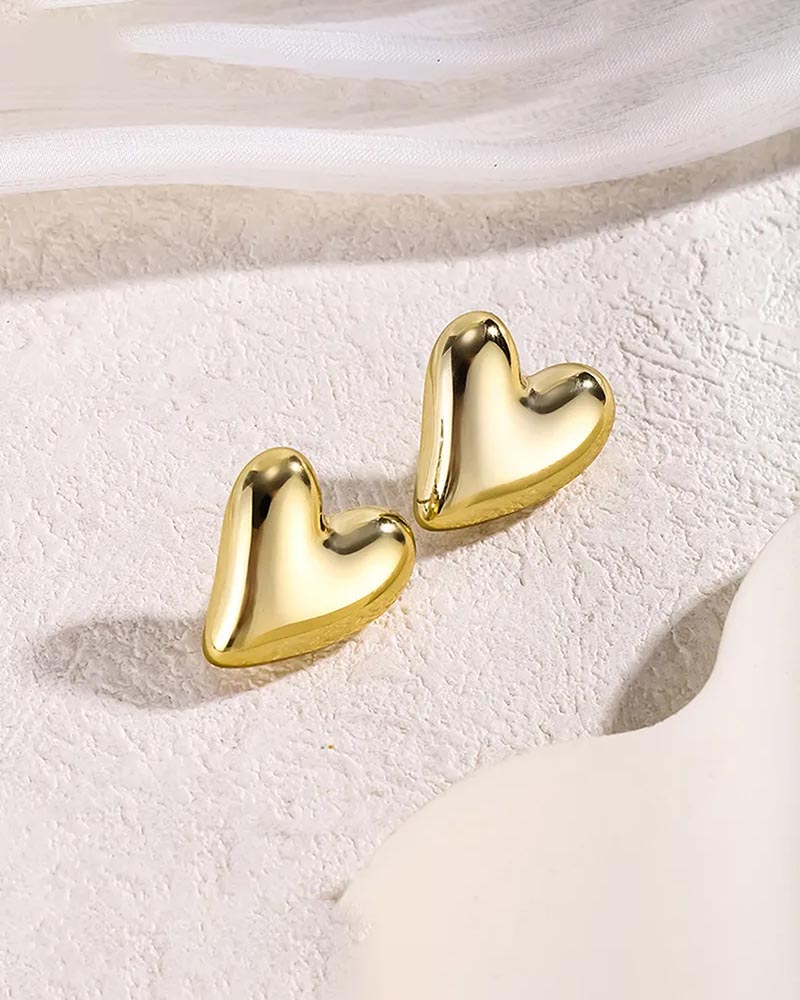 Golden Bliss Heart Studs Earrings