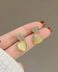 Ivory Heart Drop Earrings