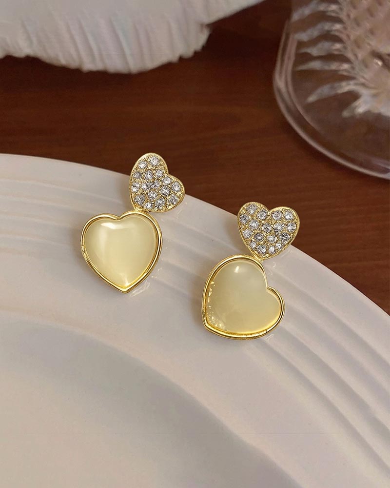 Ivory Heart Drop Earrings