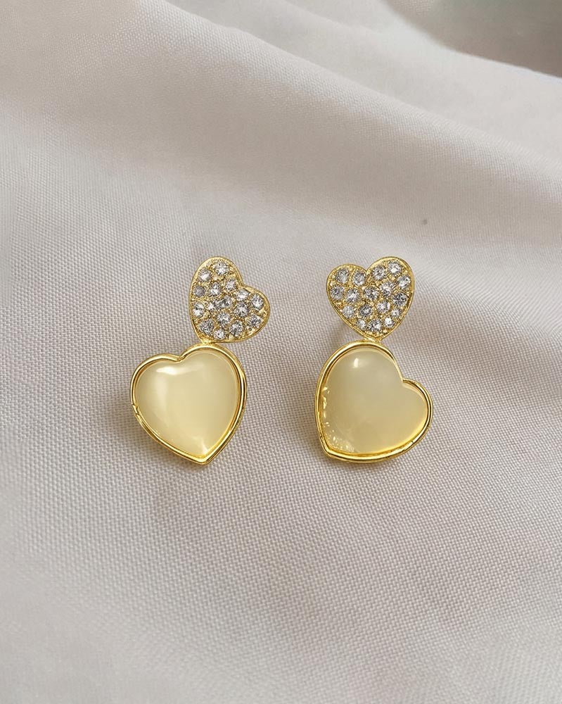 Ivory Heart Drop Earrings