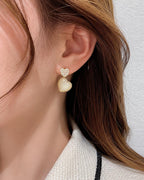 Ivory Heart Drop Earrings