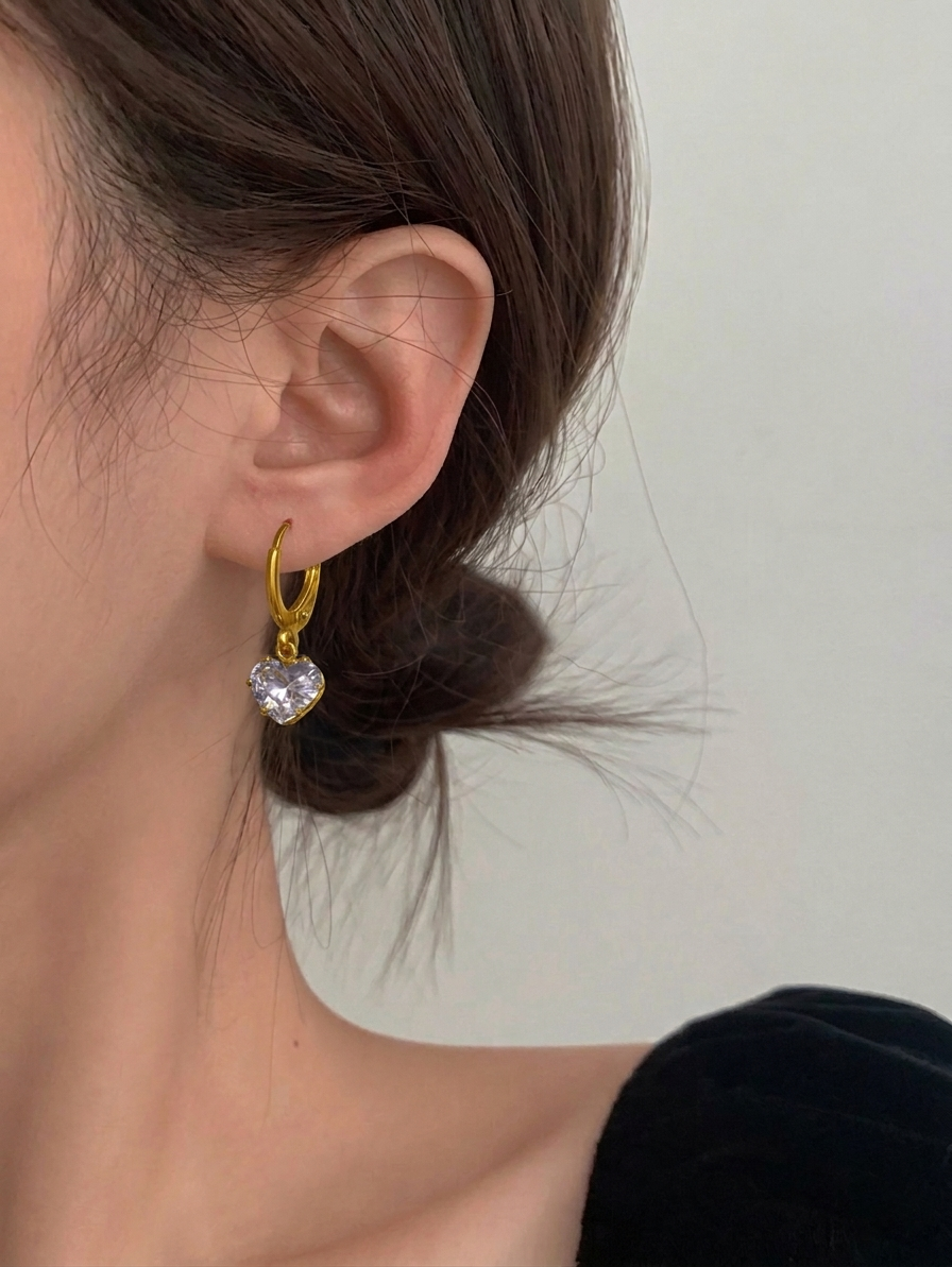 Juliet Heart Huggies Earrings