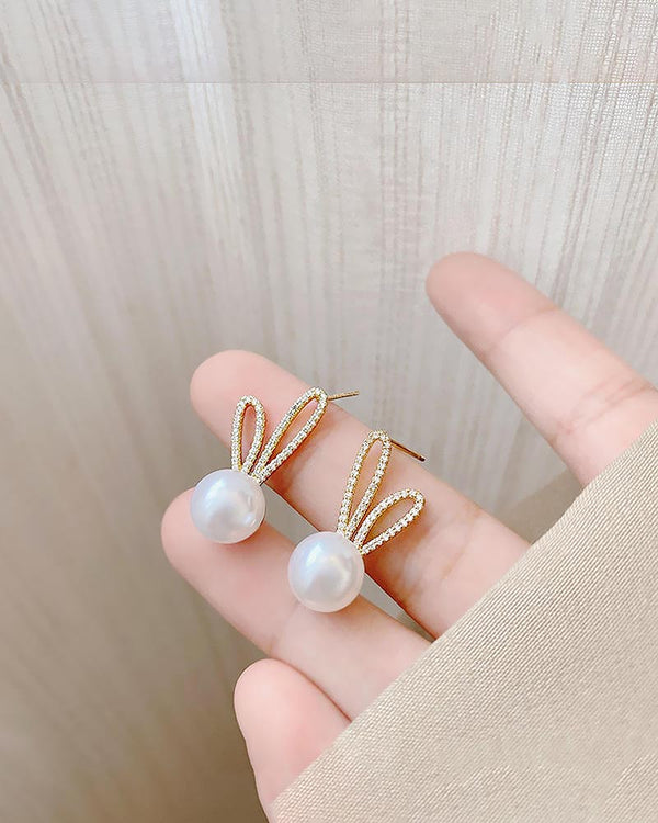 Luna Bunny Silver Stud Earrings