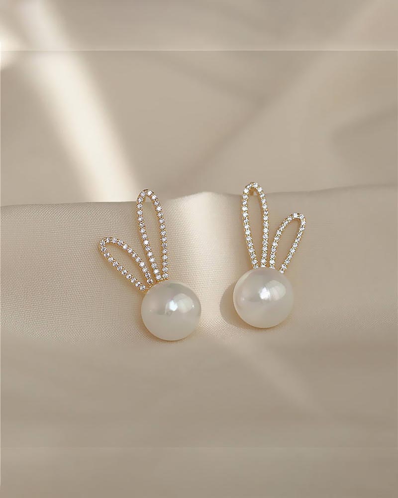 Luna Bunny Silver Stud Earrings