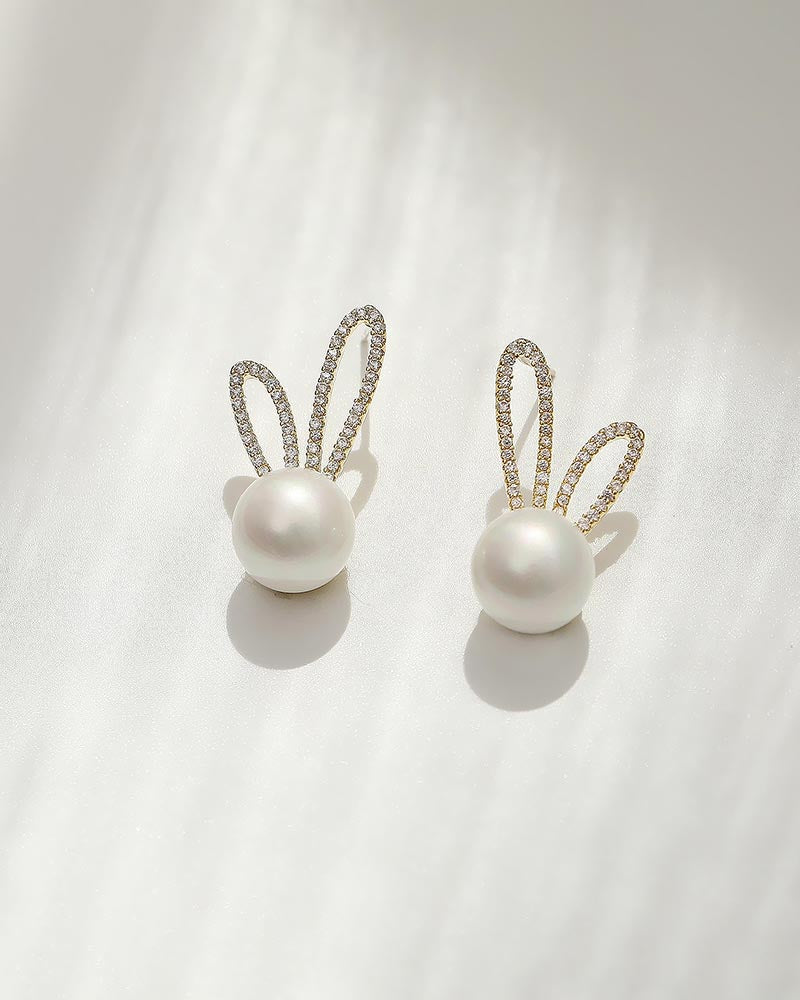 Luna Bunny Silver Stud Earrings
