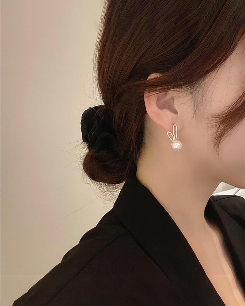 Luna Bunny Silver Stud Earrings
