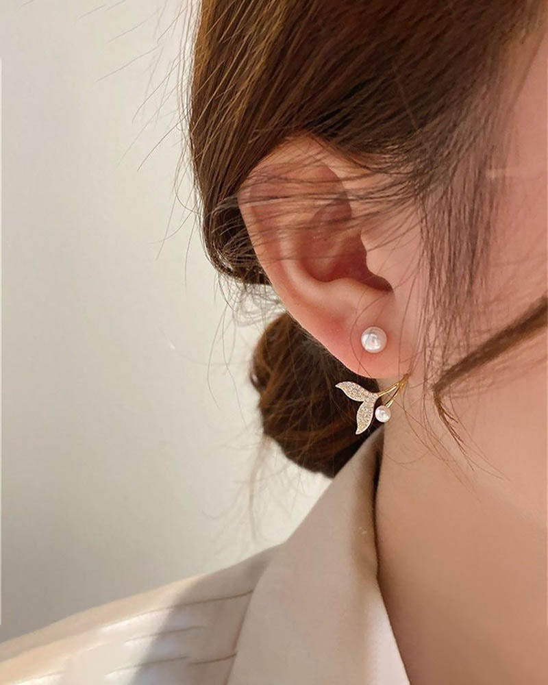 Mermaid Pearl Stud Drop Earrings
