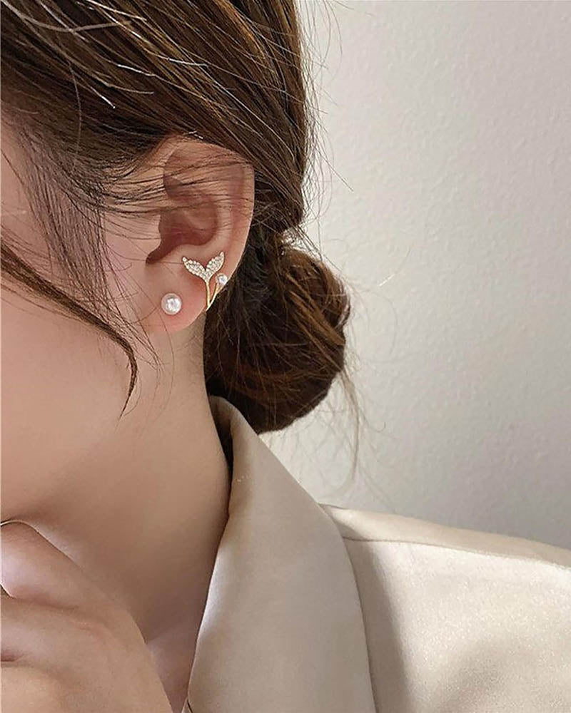 Mermaid Pearl Stud Drop Earrings