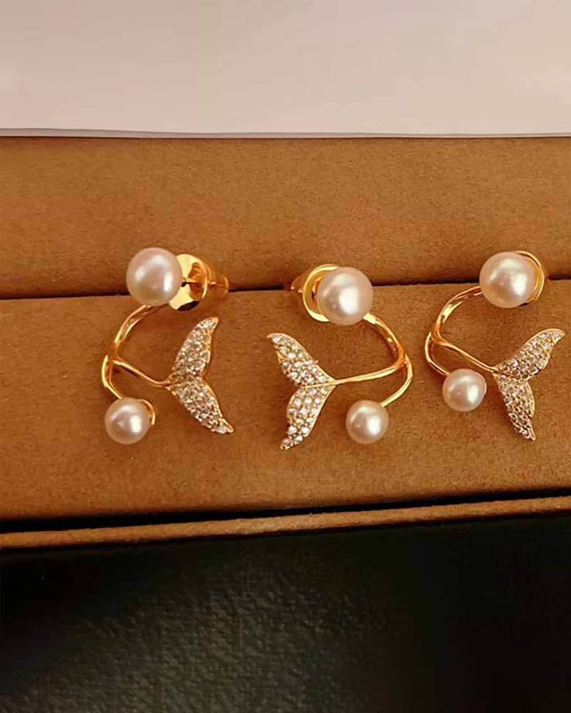 Mermaid Pearl Stud Drop Earrings